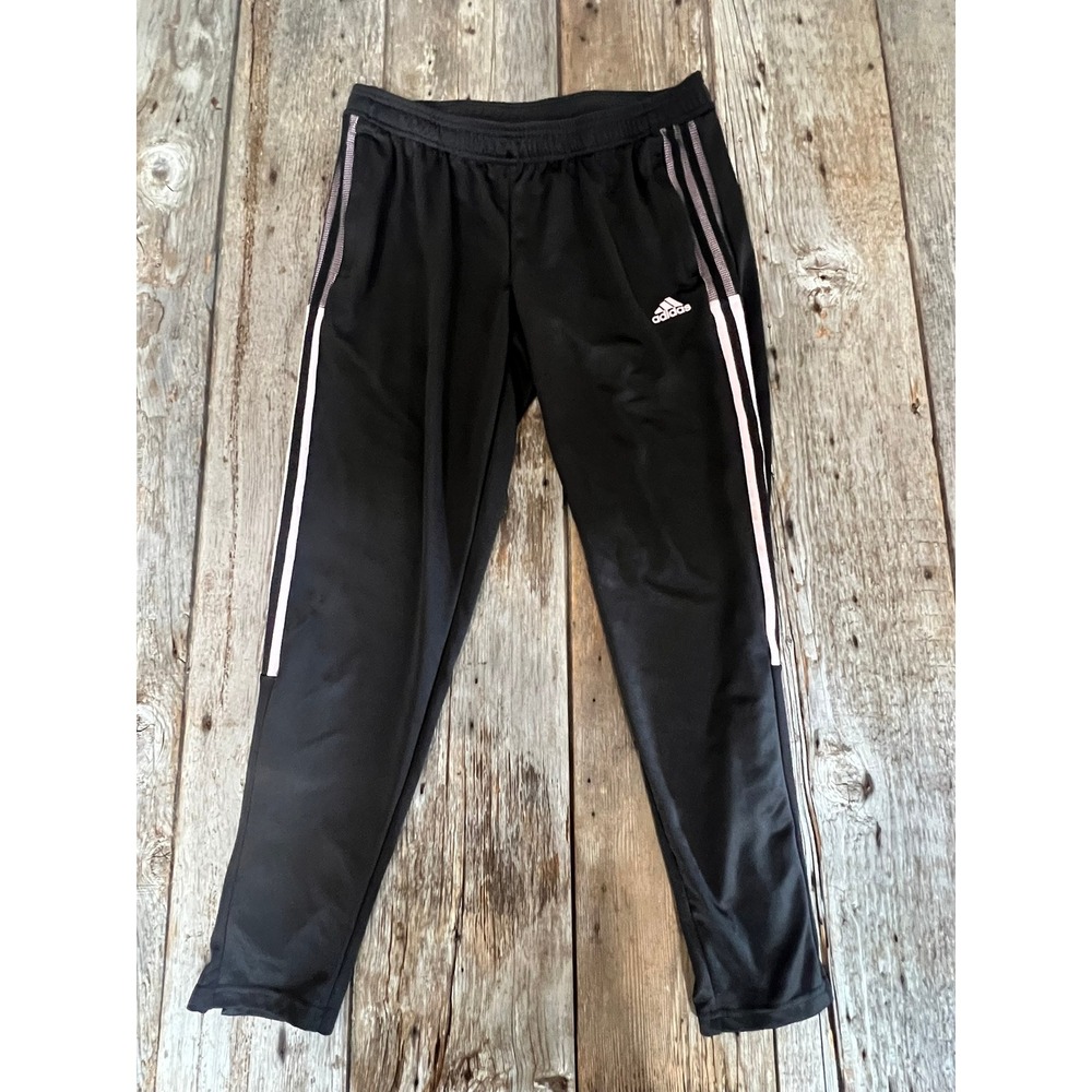 Adidas Primegreen Aeroready Track Pants Black Pink Stripe Womens Large Joggers